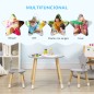 Juego de Mesa y 2 Sillas de Madera para Niños Mesa Redonda Ø59x50 cm y Sillas Ø28x51 cm Muebles Infantiles Gris