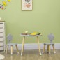 Juego de Mesa y 2 Sillas de Madera para Niños Mesa Redonda Ø59x50 cm y Sillas Ø28x51 cm Muebles Infantiles Gris