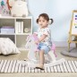 Caballito Balancín para Niños de 1-3 Años de Madera con Manillar y Pedales Carga 50 kg 68x27x46,5cm Blanco y Rosa