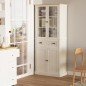Alacena de Cocina Aparador Alto de Comedor con Vitrina Cajón y Armario con Puertas 76x40x182,5 cm Crema