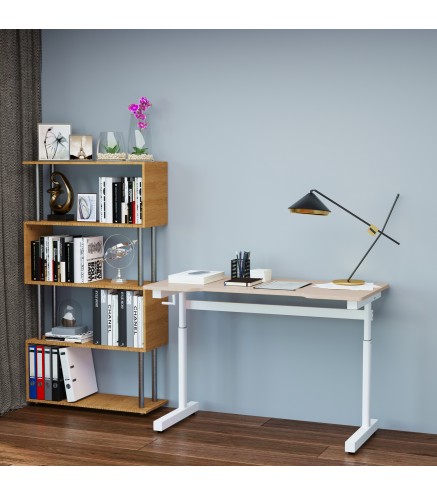 Escritorio de Pie 120x60x72-117 cm con Altura Ajustable Manual con Manivela Mesa para Ordenador para Oficina Estudio Salón Estil