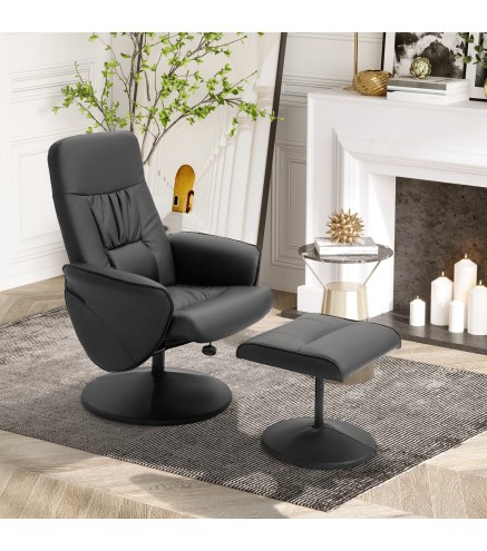 Sillón de Relax con Reposapiés Respaldo Reclinable hasta 145° para Salón Dormitorio Oficina 76x81x101 cm Negro