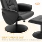 Sillón de Relax con Reposapiés Respaldo Reclinable hasta 145° para Salón Dormitorio Oficina 76x81x101 cm Negro